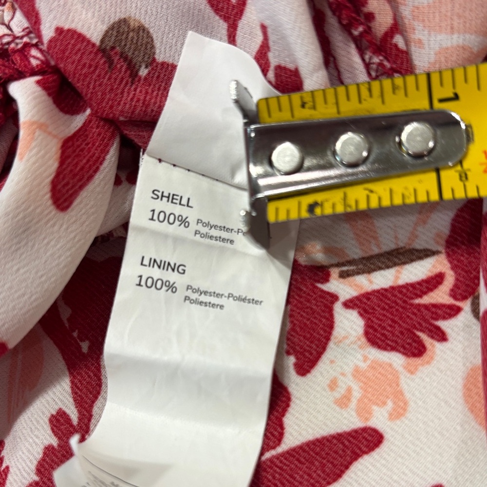 Cupshe island sun floral Ref & White Smocked V-Neck Long Sleeve Midi Dress - Picture 14 of 15